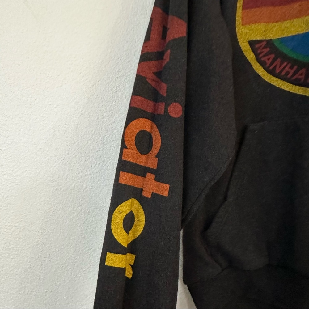 Aviator Nation Black Hooded Sweatshirt with Rainbow Logo - Picture 8 of 12